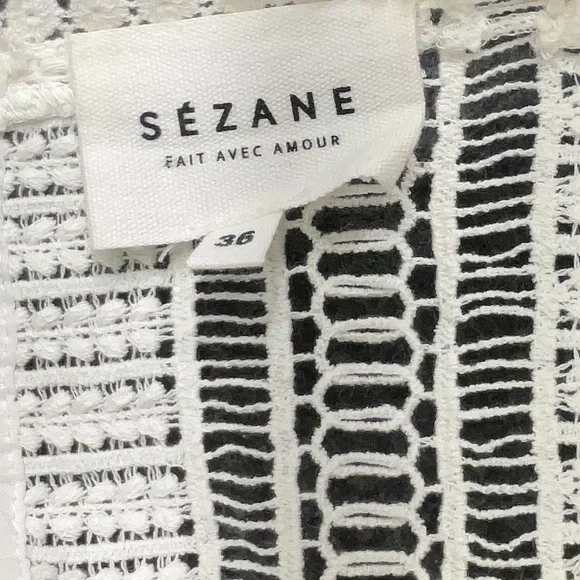 Sezane Lace Love Blouse 100% Cotton Ivory White Ruffled Open Knit French Girl - Picture 7 of 9